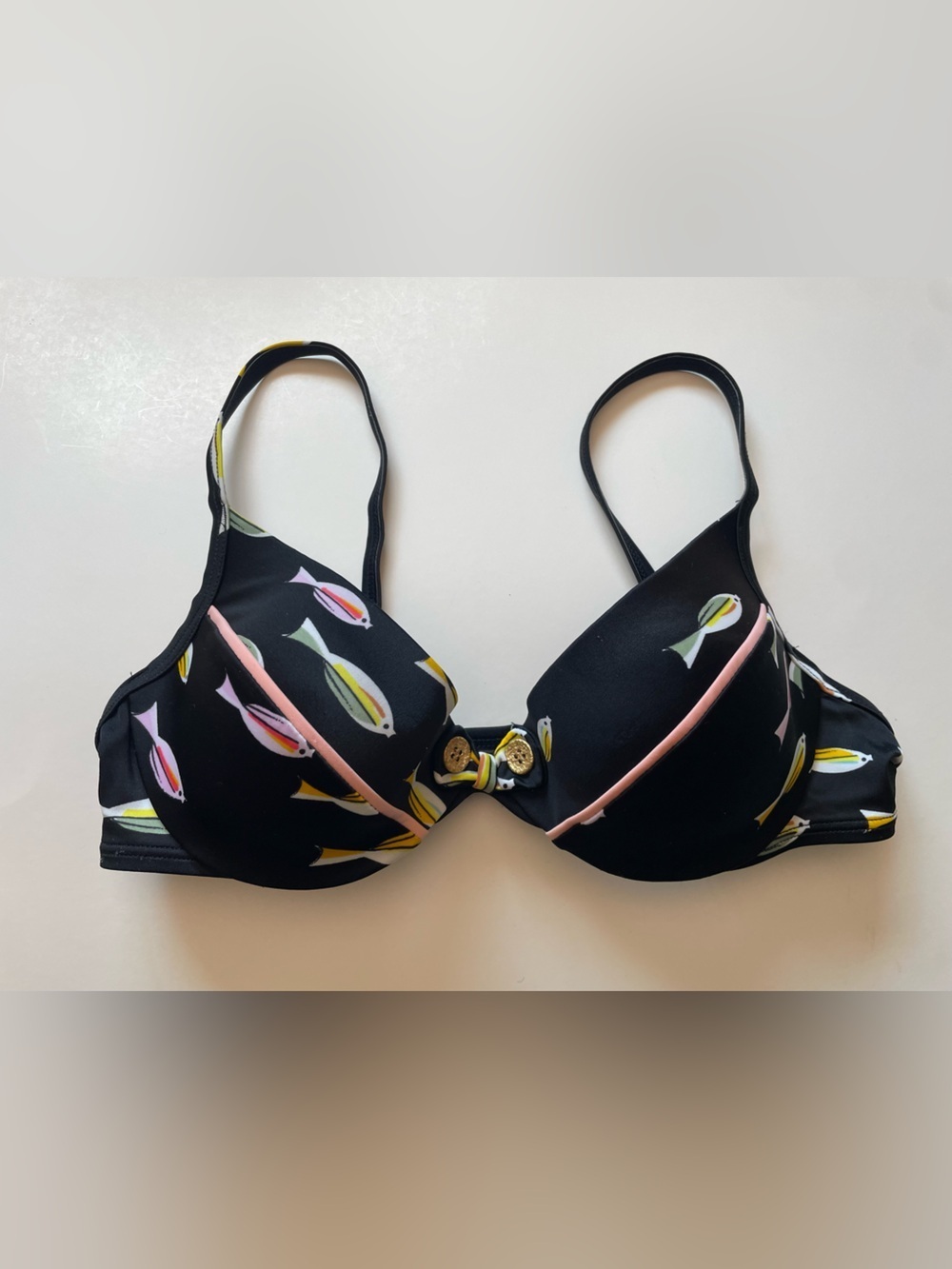 Victorias Secret Push Up Bikini Swim Top Fish Print Size 36D